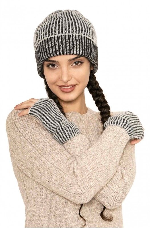 Alpakka pulsvarmer, MARINO, grå/sort