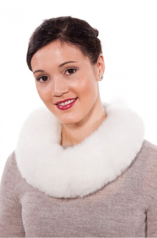 Alpakka pels sjal, hvit