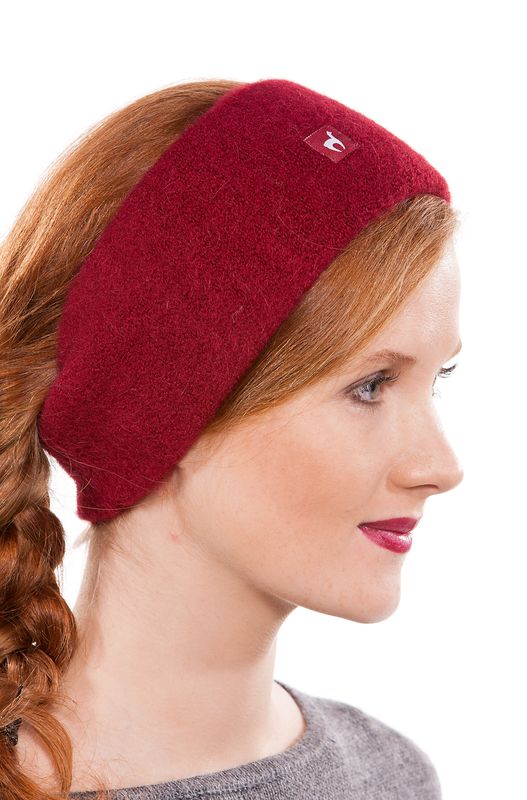 Alpakka pannebånd, Stretch, unisex, vinrød