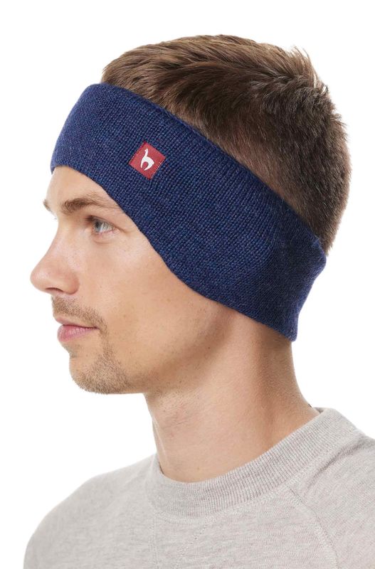 Alpakka pannebånd, UNI,  med ørevarmere, unisex - Blåmelert