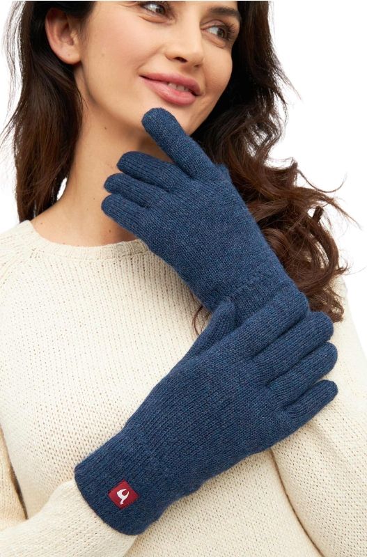 Alpakka hanske med innerfor, unisex - Blåmelert