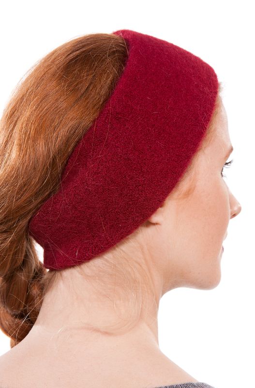 Alpakka pannebånd, Stretch, unisex, vinrød