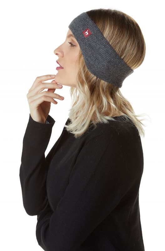 Alpakka pannebånd med ørevarmere, unisex, grå