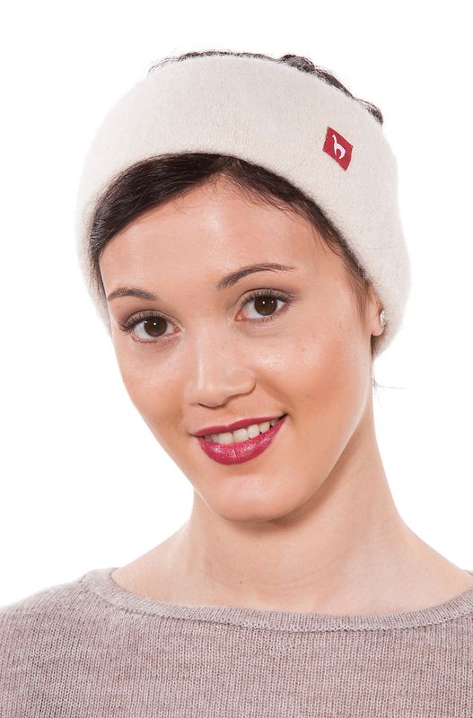 Alpakka pannebånd, Stretch, unisex, hvit