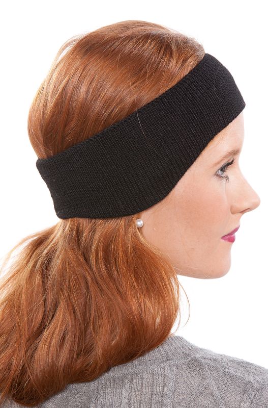 Alpakka pannebånd med ørevarmere, unisex, sort